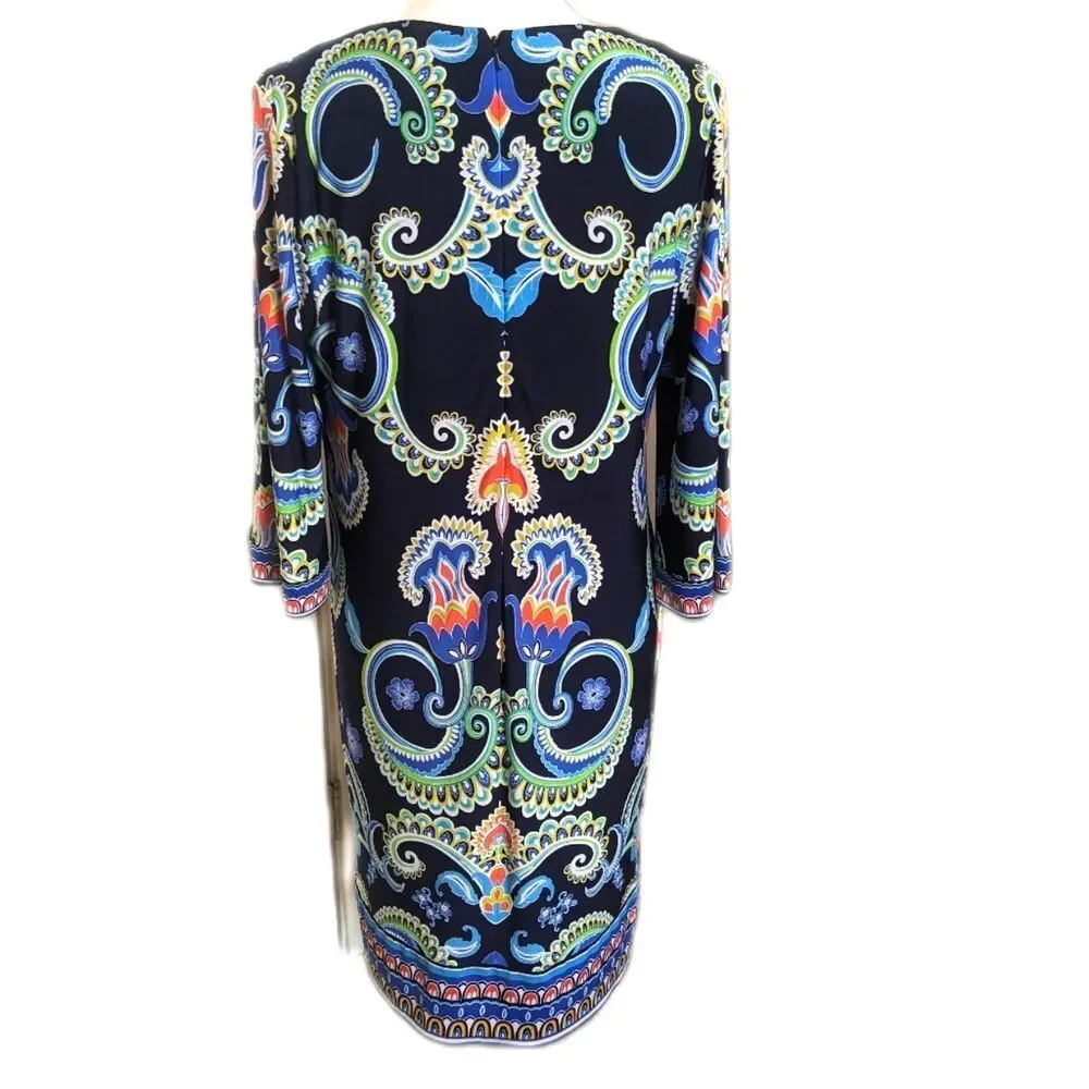 5/$55 - Laundry by Shelli Segal LA navy & colorful scroll tropical print 12 - Picture 2 of 8